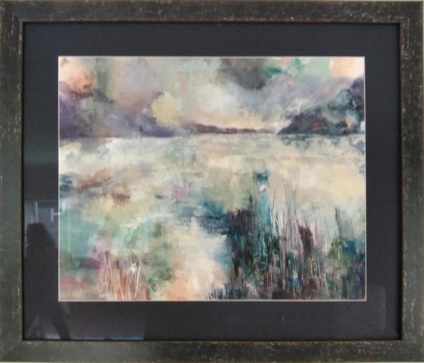 Abstract New Zealand Landscape painting by Jan Byres - framed