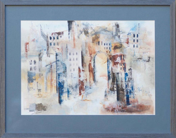 Town - Cinque Terre - Italy - abstract landscape painting by Jan Byers